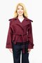 Women's Trench Coat Short Women's Trench Coat Lined Hijab Trench Coat Waist Tie-Detail Front Tie-Detail Burgundy - 6