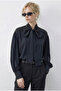 Women's Anthracite Collar Tie Detailed Blouse 8101 60286018 - 2
