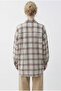 Women's Ecru Beige Plaid Patterned Relaxed 100% Cotton Shirt 34519 60286020 - 4