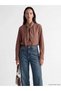 Lcwaikiki Classic Brown Scarf Collar Striped Women's Shirt Tunic