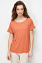 Women's Crew Neck Combed Cotton T-Shirt with Straw Accessories Tile - 5