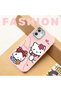 iPhone 18 Pro Max Compatible Case Camera Protector Pink Kitty Pattern Silicone Lover Couple Phone Case - 7