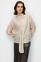 4839 Women's V-Neck Drapey Blouse with Scarf Detail Cream - 3
