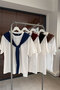 White Burgundy T-Shirt with Shawl Tie Detail - Bordo - 5