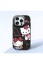 iPhone 15 Pro Compatible Camera Protected Black Soft Silicone Phone Case Hello Kitty Patterned