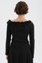 Women's Off-The-Shoulder Fluffy Detailed Long Sleeve Design Blouse - 5
