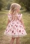 Girls' Lined Back Detail Strawberry Rabbit Dress