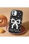 iPhone 12 Mini Compatible Camera Protected Black Soft Silicone Phone Case Bowknot Patterned - 2