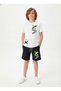 X White Print Detailed Round Neck Summer Boys' Top and Bottom Set