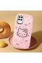 Samsung Galaxy A12 Compatible Hello Kitty Patterned Camera Protected Pink Soft Silicone Phone Case - 3