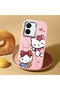 حافظة هاتف من السيليكون الناعم باللون الوردي متوافقة مع كاميرا Vivo Y36 Hello Kitty منقوش - 2