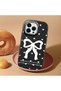 iPhone 14 Pro Compatible Camera Protected Black Soft Silicone Phone Case Bowknot Patterned - 2