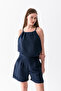 Women's Summer Linen Strap Blouse Shorts Set Casual Daily Combination Beach Chic - 6