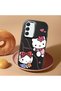 Samsung Galaxy S22 Compatible Camera Protected Black Soft Silicone Phone Case Hello Kitty Patterned - 2