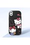 iPhone XS Max Compatible Camera Protected Black Soft Silicone Phone Case Hello Kitty Patterned