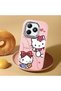 حافظة هاتف من السيليكون الناعم باللون الوردي متوافقة مع كاميرا Realme Note 60 Hello Kitty منقوش - 2