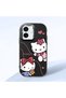 iPhone 16 Compatible Camera Protected Black Soft Silicone Phone Case Hello Kitty Patterned