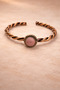 Pink Natural Stone Copper Bracelet Handmade Braided Model Unisex Copper Bracelet