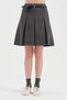 Women's Pleated Leather Belt Detail Midi Length Design Skirt - 3