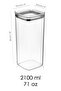 2-Piece Pure Square Storage Container - Transparent Mica Airtight Food and Grain Container with Sealed Lid 2100ml - 5