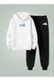 Unisex Boy-Girl Hooded Set Cute Bear Ba Printed Thread Sweatshirt Tracksuit Set