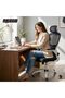 Ergonomic Mesh Office Chair with 3D Headrest, Lumbar Support, Flip-Up Arms & Recline (White/Black) - 2