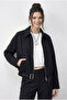 Women's Black Oversize Belt Detailed Zippered Lined Bomber Jacket 2911 60286013 - 4