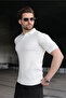 White Slim Fit Polo Collar Knitwear Men's T-Shirt E7472