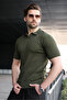 Khaki Slim Fit Polo Collar Knitwear Men's T-Shirt E7472 - 2