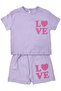 Baby Girl Lilac Pink Love Printed 2-Piece Set with Shorts - 3