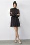 Women's Bitter Brown Polka Dot Gipeli Sleeve Detailed Belted Lined Mini Dress 0986 60286031 - 3