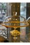 Gold Metal Stand Glass-Lidded Cake and Pastry Stand Dome 95198