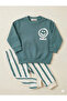 Baby Boy Smile Printed Navy Blue Top and Bottom Set Green - 2