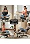 Ergonomic Cross Legged Office Chair with Wheels, Fabric Meditation Yoga Chair Adjustable Height - 4