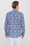 Men's Navy Blue-Green 100% Cotton Slim Fit Slim Fit Large Italian Collar B Printed Shirt - 5