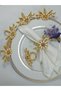 Set of 6 Gold Plated White Enamel Daisy Ring Napkin Rings with Leaves - 3