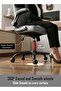 Ergonomic Office Chair for Work from Home, PU Leather Desk Chair with Flip-Up Armrests (Grey) - 5