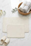 2-Piece Plush Bath Mat Rug Toilet Set Cream Non-Slip Sole (60X50-60X90)