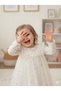 Yıldız Printed Ruffled Baby Girl Birthday and Special Occasion Dress - White - 2