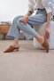 Joy Tan Color Short Heeled Women's Shoes Slipper - 4