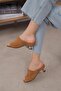 Joy Tan Color Short Heeled Women's Shoes Slipper - 7