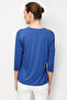 Women's V-Neck Embroidered Combed Cotton Blouse Indigo - 4