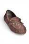 Y996073102 Brown Suede Color Motif Embroidered Women's Ballerinas - 6