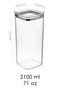 6-Piece Pure Square Storage Container - Transparent Mica Airtight Food and Grain Container with Sealed Lid 2100ml - 5