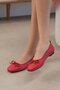Liv Red Color Blunt Toe Bowknot Women's Shoes Ballet Flats