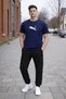 Unisex Navy Blue Jaguar Printed Tracksuit Set Relaxed Fit Daily Sports Casual Bottom Top Set