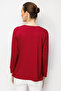 Women's Crew Neck Long Sleeve Combed Cotton Blouse Cherry - 4
