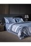 Thalie Family Size 100% Cotton Striped - 300Tc Satin Bed Sheet Pieces Duvet Cover Set - Blue
