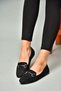 Y290110002 Black Suede Buckle Detail Daily Women's Ballet Flats - 2