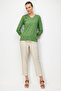 Women's V-Neck Embroidered Combed Cotton Blouse A.Green - 3